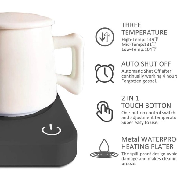 VOBAGA Coffee Mug Warmer, 4 Hours Auto Shut Off Cup Warmer for Office Home Desk. - Picture 3 of 8